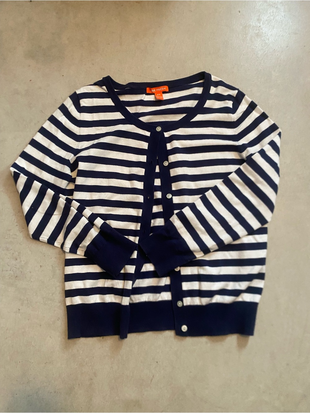 Joe Fresh Navy and White Striped Button Cardigan